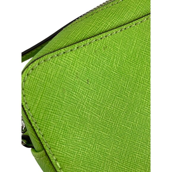 Michael Kors Green Saffiano Leather Crossbody Bag 9"x6"x2" GUC 8779 - Picture 2 of 11